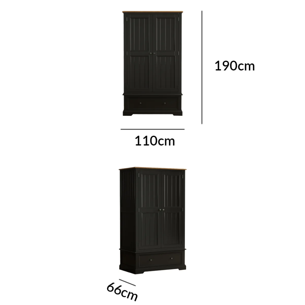 Charlton Oak and Black Painted Double Wardrobe – image 9