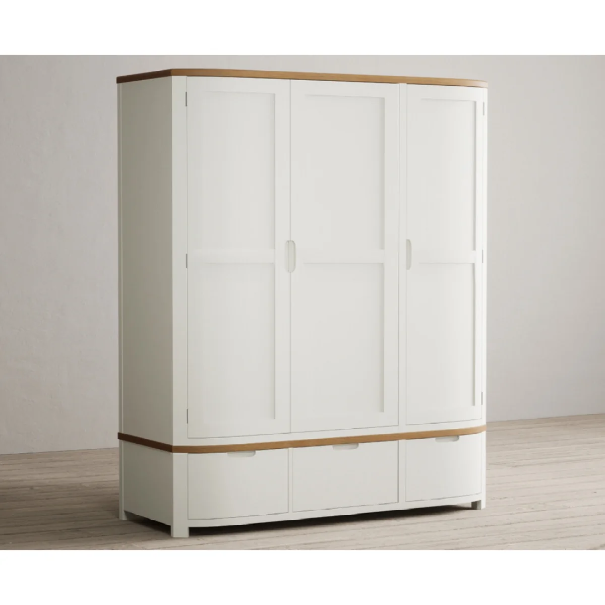 Bradwell Oak and Signal White Painted Triple Wardrobe – image 5