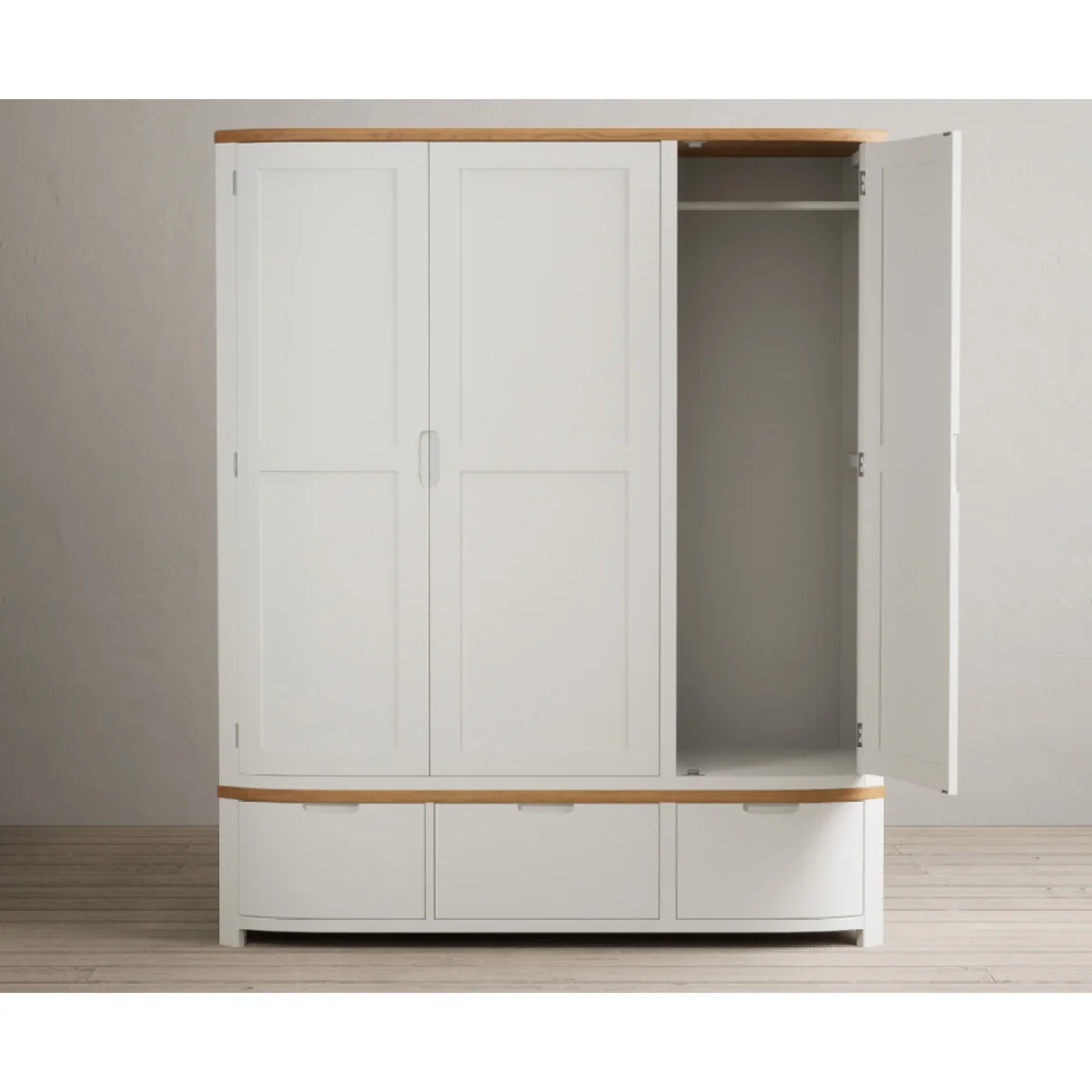 Bradwell Oak and Signal White Painted Triple Wardrobe – image 8