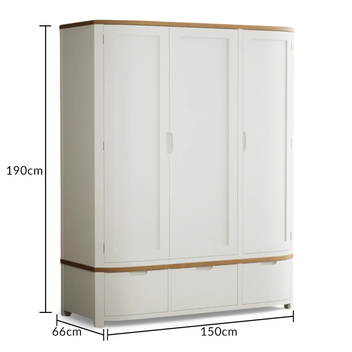 Bradwell Oak and Signal White Painted Triple Wardrobe – image 10