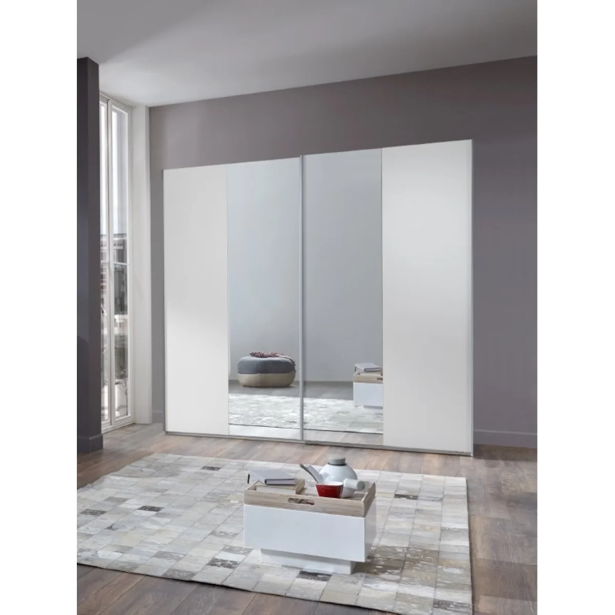 Wiemann Darwin Sliding 2 Door Wardrobe - 150cm - 2 Wood / Mirrored Doors – image 10