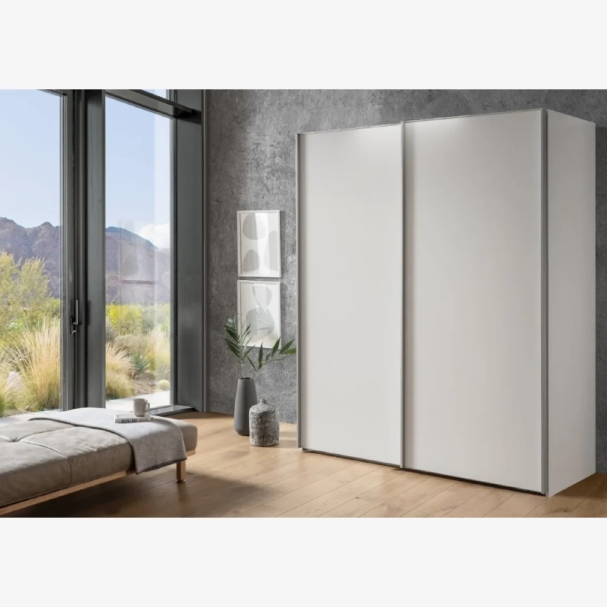 Wiemann Darwin Sliding 2 Door Wardrobe - 150cm - 2 Wood / Mirrored Doors – image 1