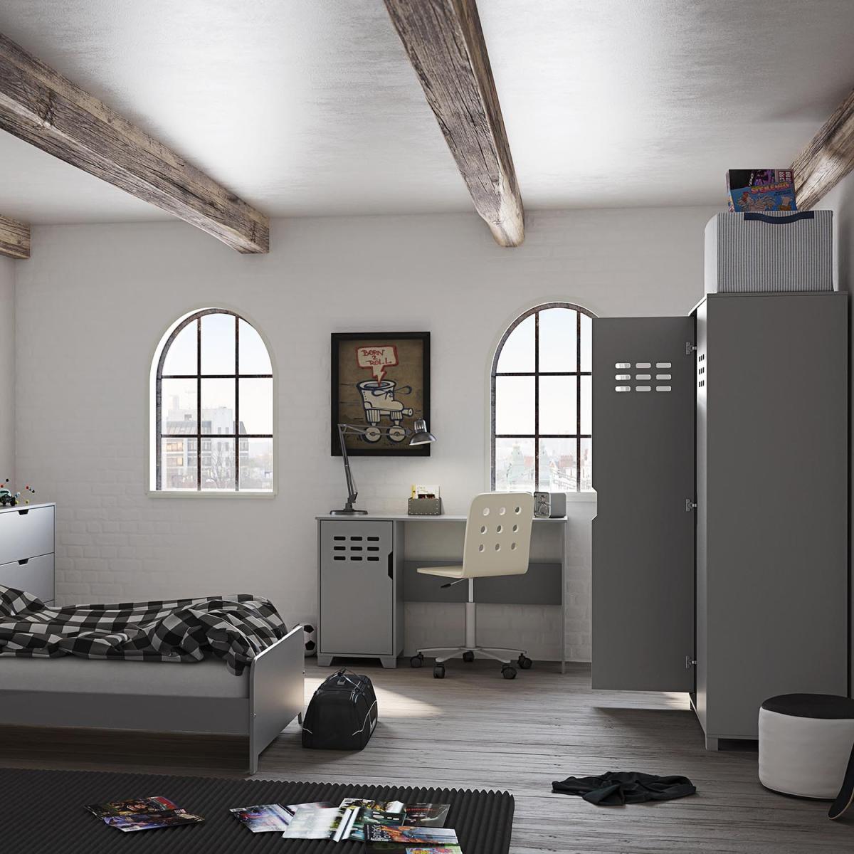 Loke 2-Door Wardrobe - Grey – image 3