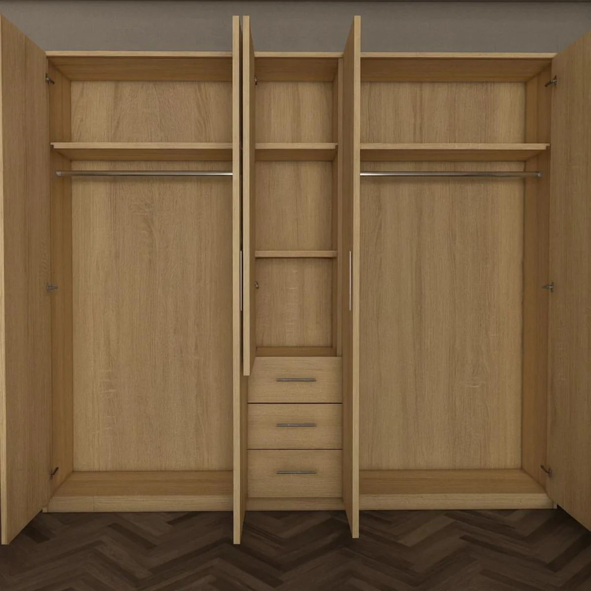 Venice Oak 5 Door Wardrobe with 3 Drawers - Oak – image 2