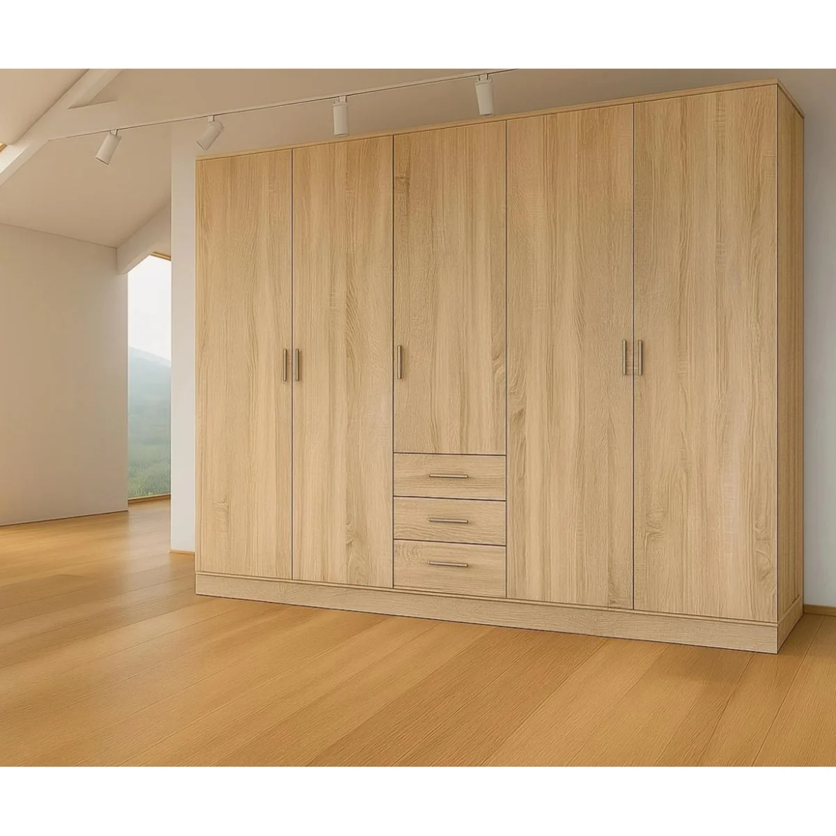 Venice Oak 5 Door Wardrobe with 3 Drawers - Oak – image 3