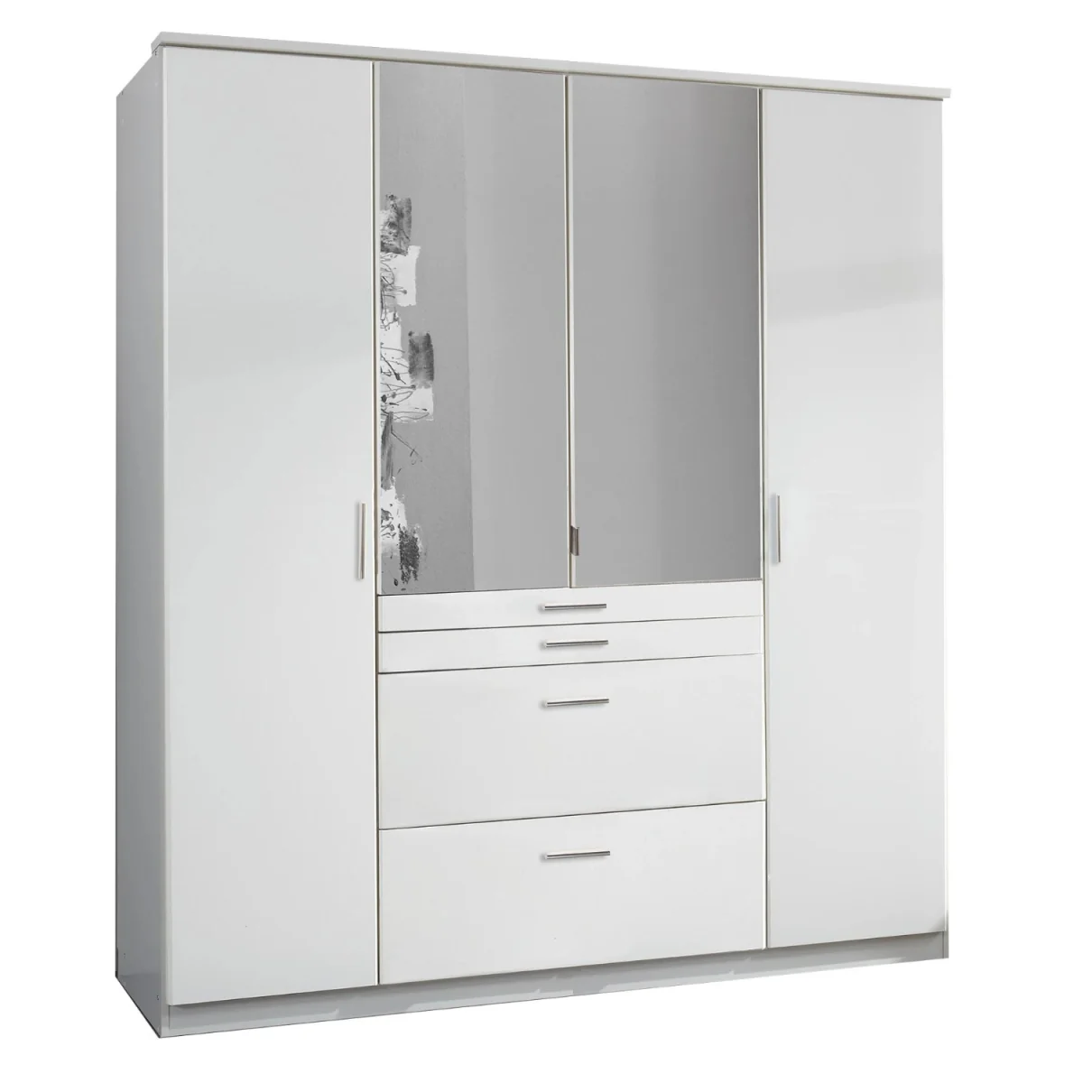 Aachen Matt White 4 Door 180cm Wardrobe with Mirror - White – image 4