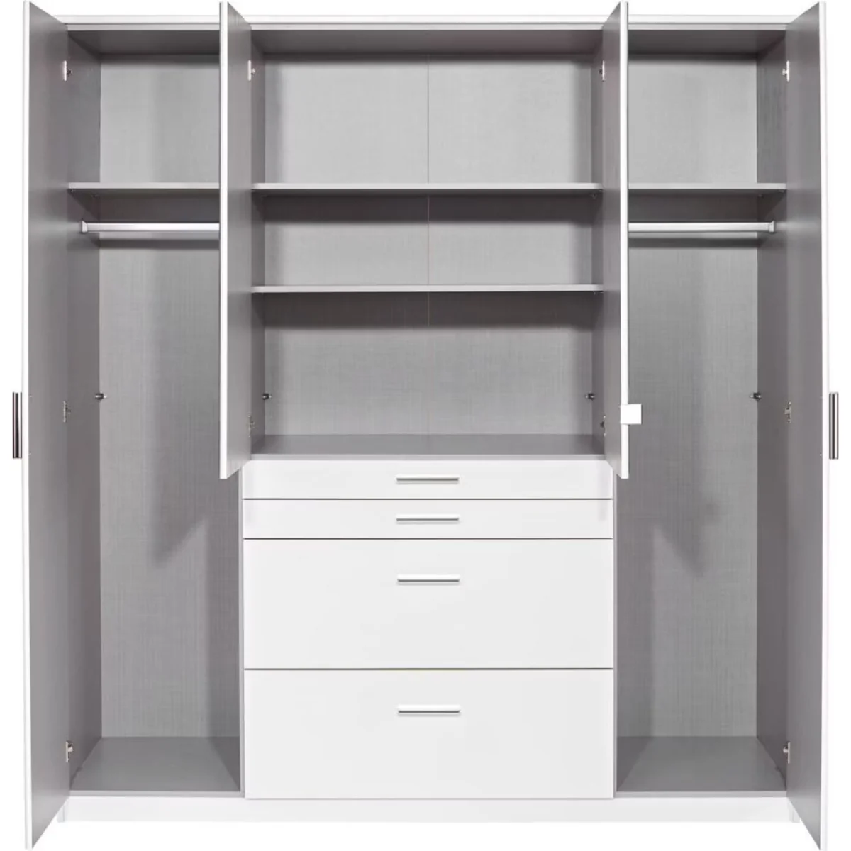 Aachen Matt White 4 Door 180cm Wardrobe with Mirror - White – image 5