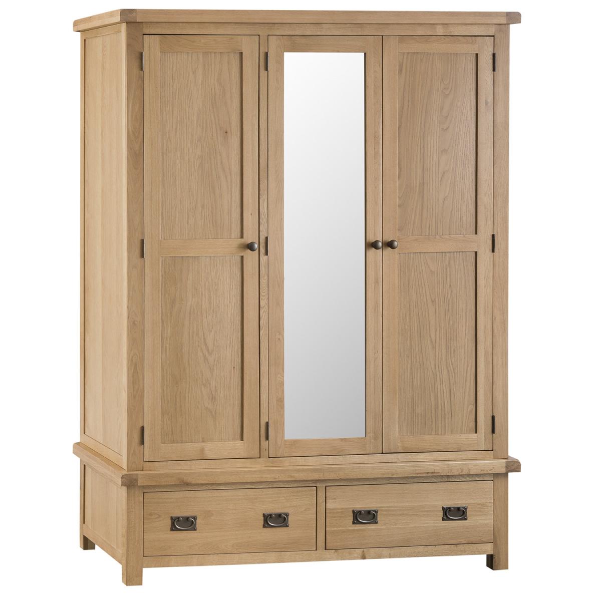 Bisbrooke Country 3 Door Wardrobe with Mirror - Medium Oak – image 2