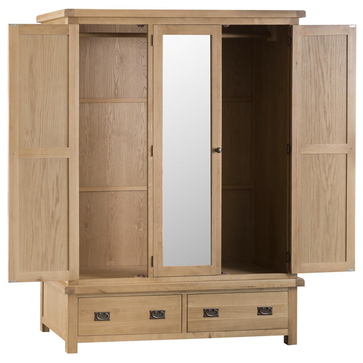 Bisbrooke Country 3 Door Wardrobe with Mirror - Medium Oak – image 3