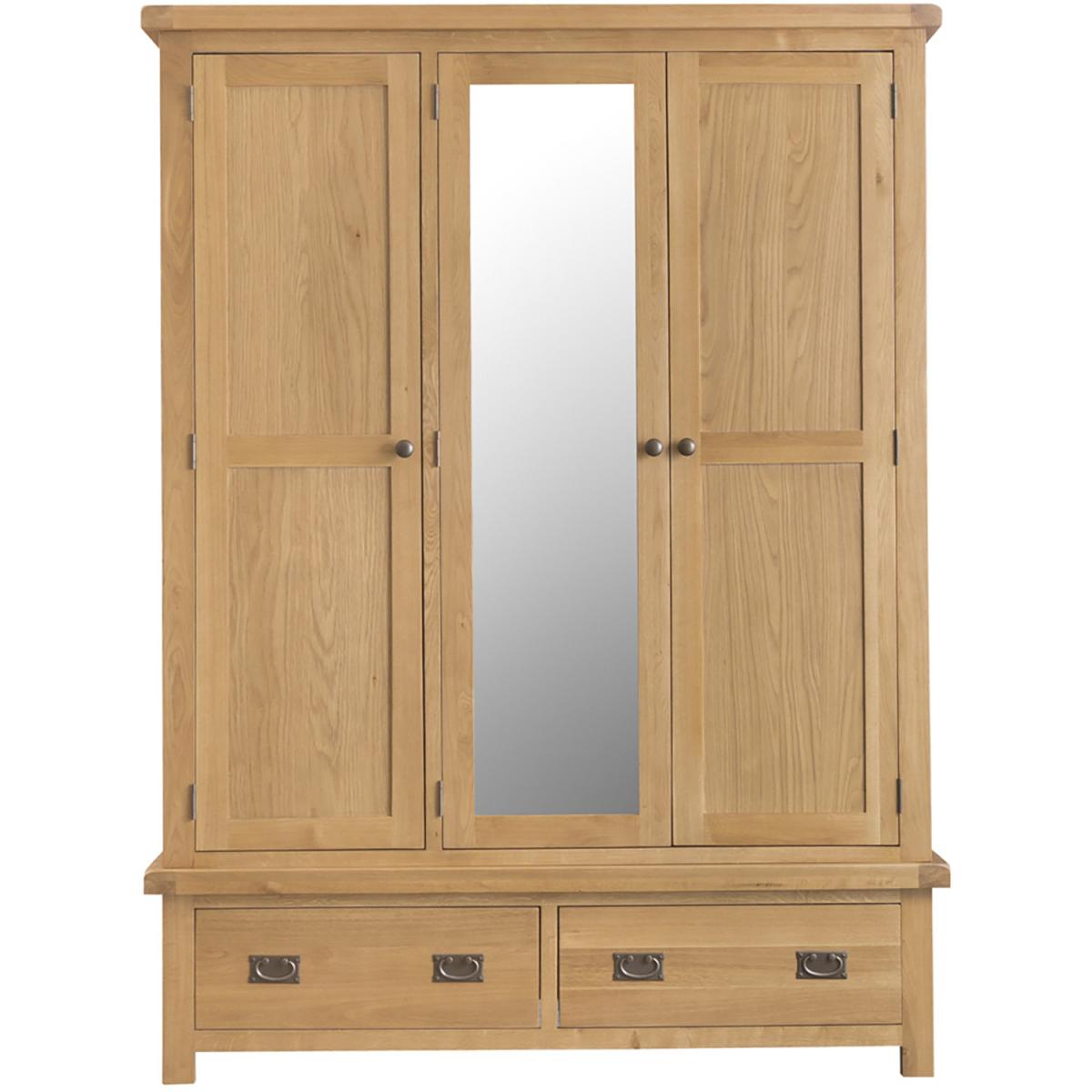 Bisbrooke Country 3 Door Wardrobe with Mirror - Medium Oak – image 4
