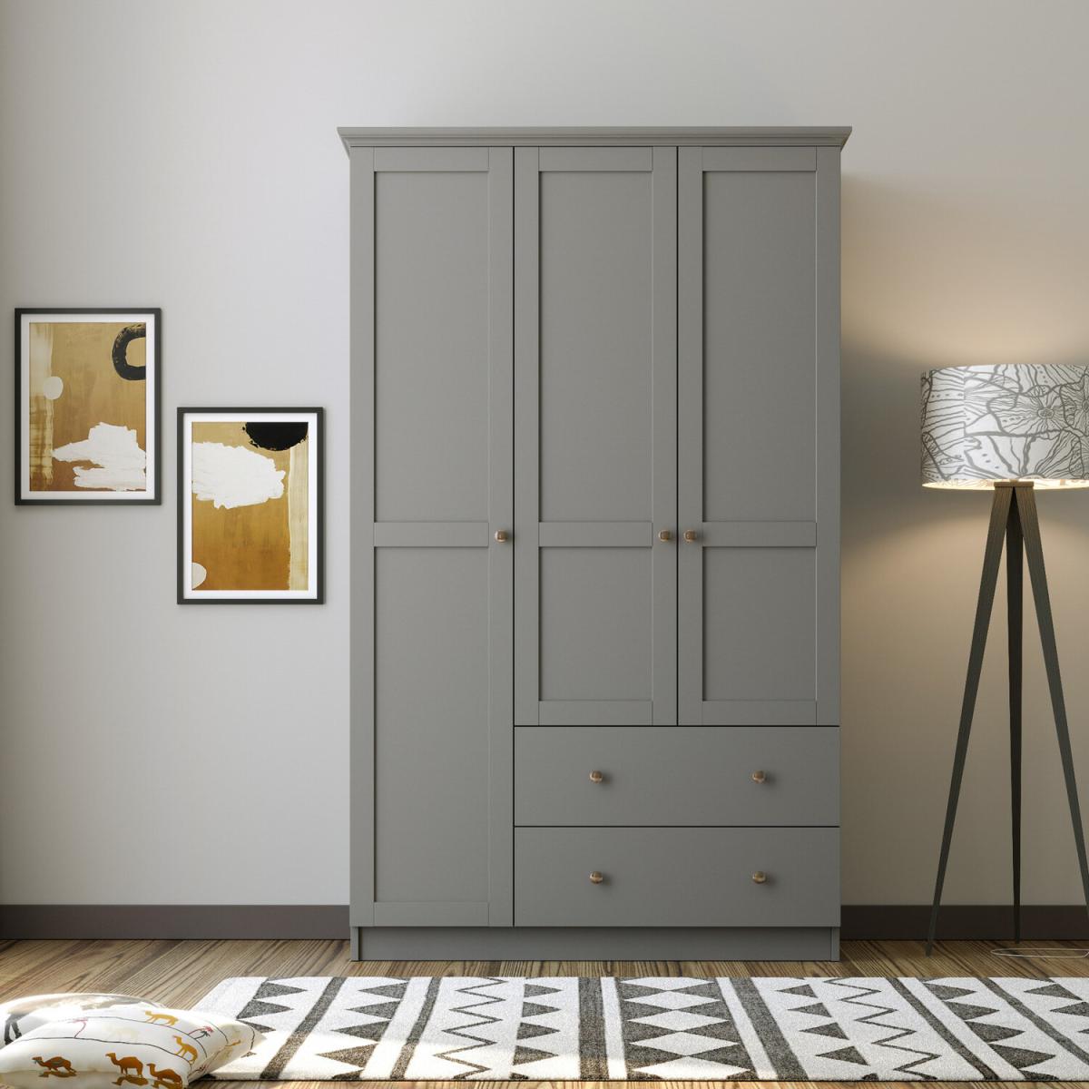 COLETTE 3 Door 2 Drawer Wardrobe, Anthracite - White – image 2