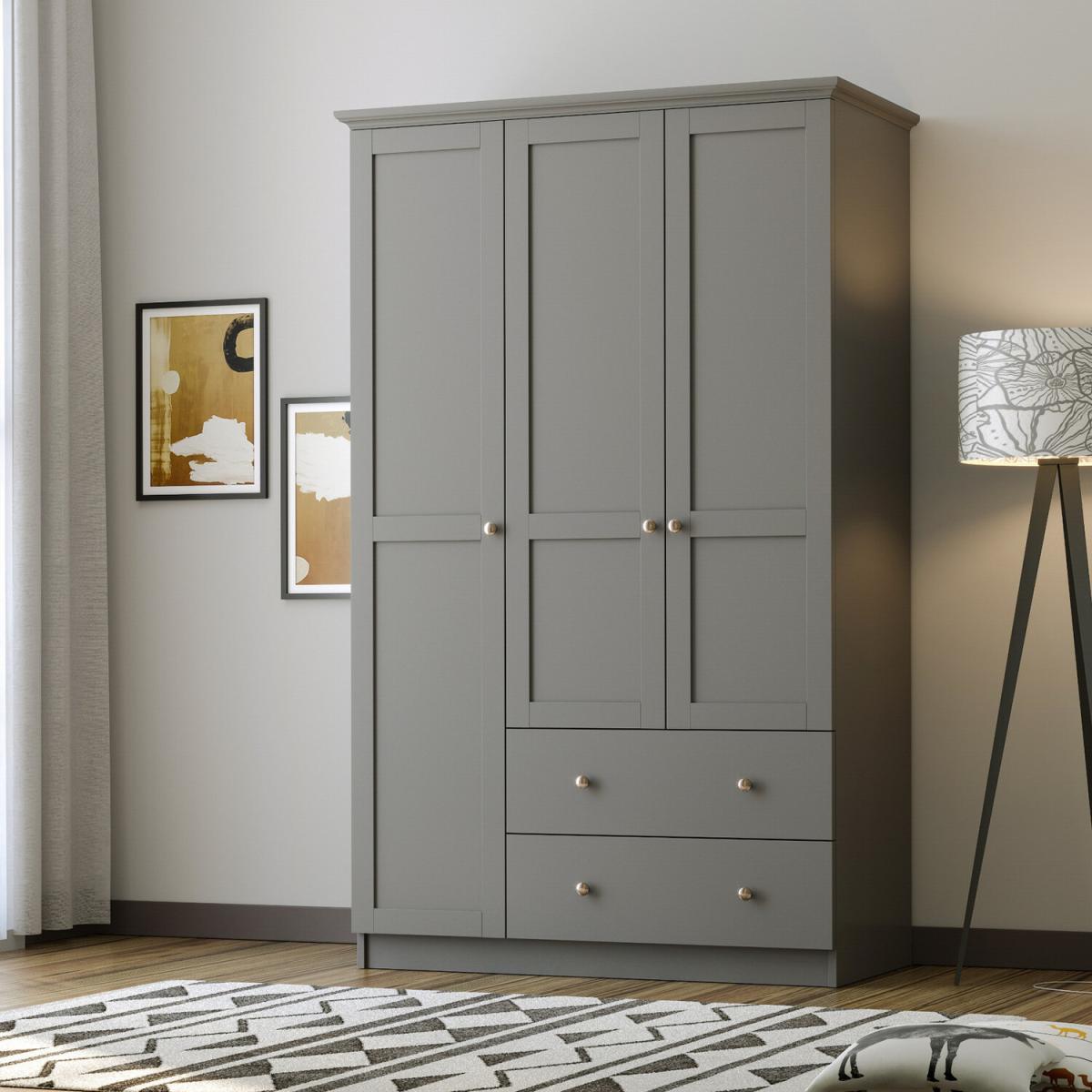 COLETTE 3 Door 2 Drawer Wardrobe, Anthracite - White – image 3