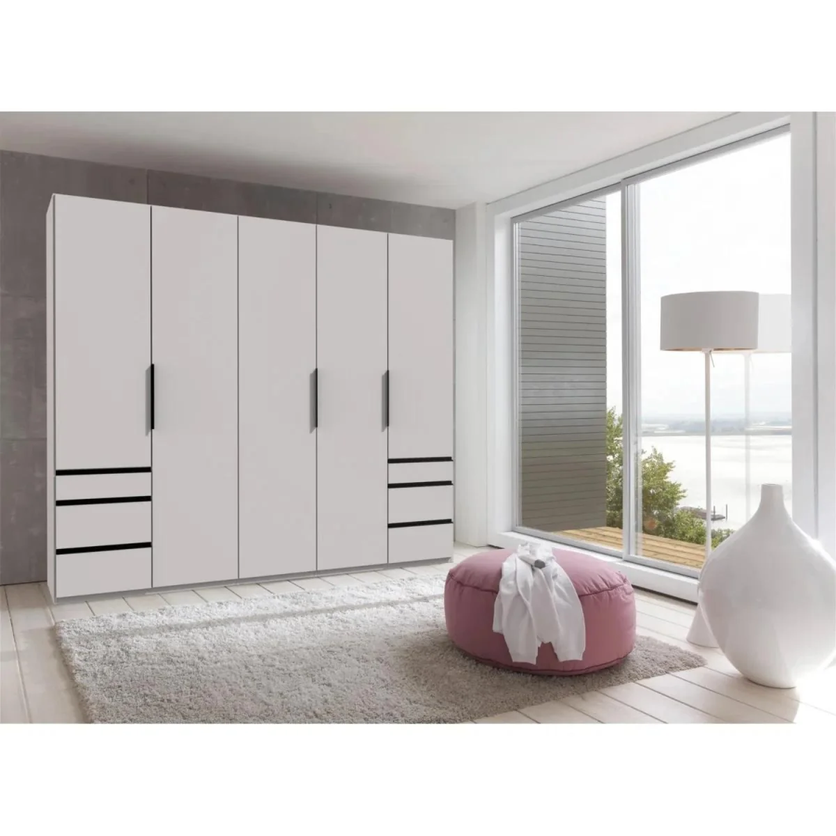 Guardino Matt White 5 Door 250cm Wardrobe - White – image 2