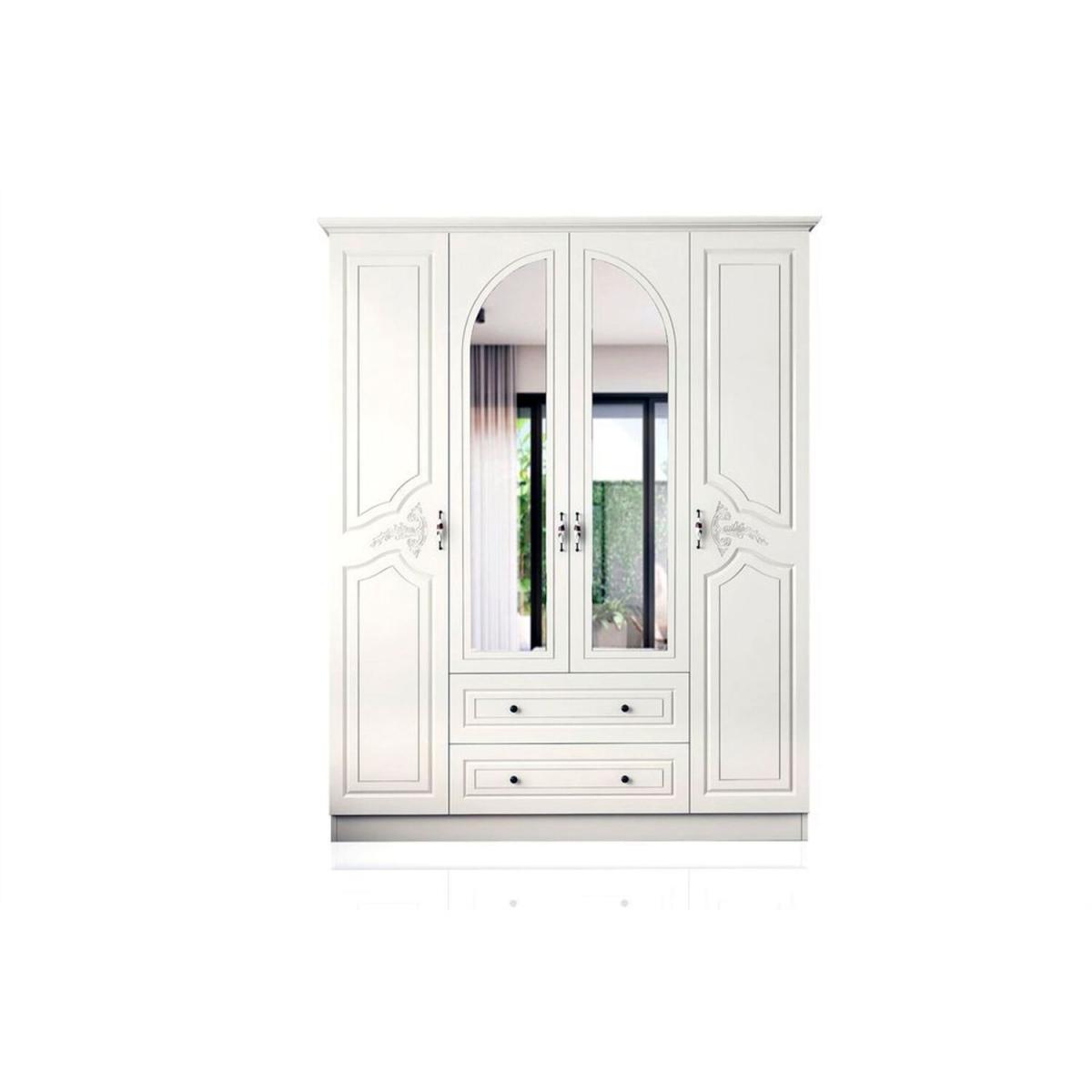 Olimpos 4 Doors and 2 Drawers Wardrobe - White – image 4