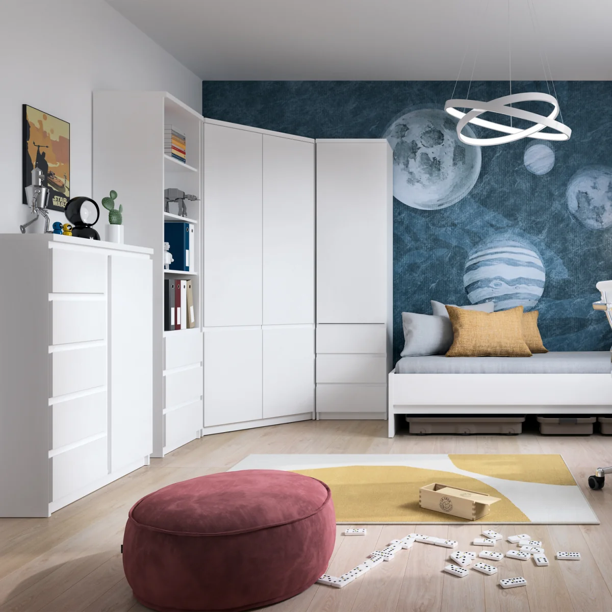 Fribo Corner Wardrobe 2 Door in Alpine White - Alpine White – image 4