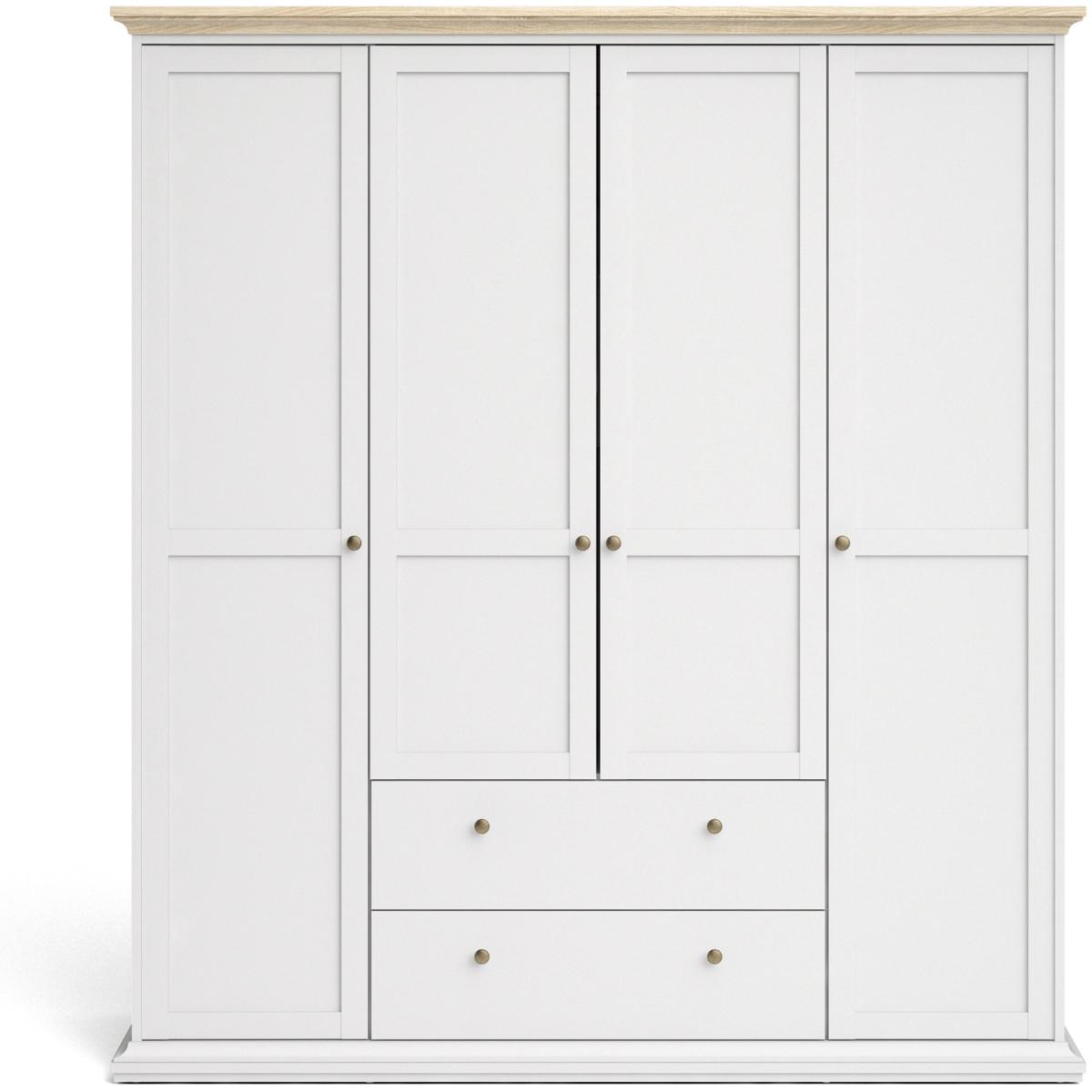 Jonas & James Belleville Four Door Wardrobe  - White/Oak – image 2