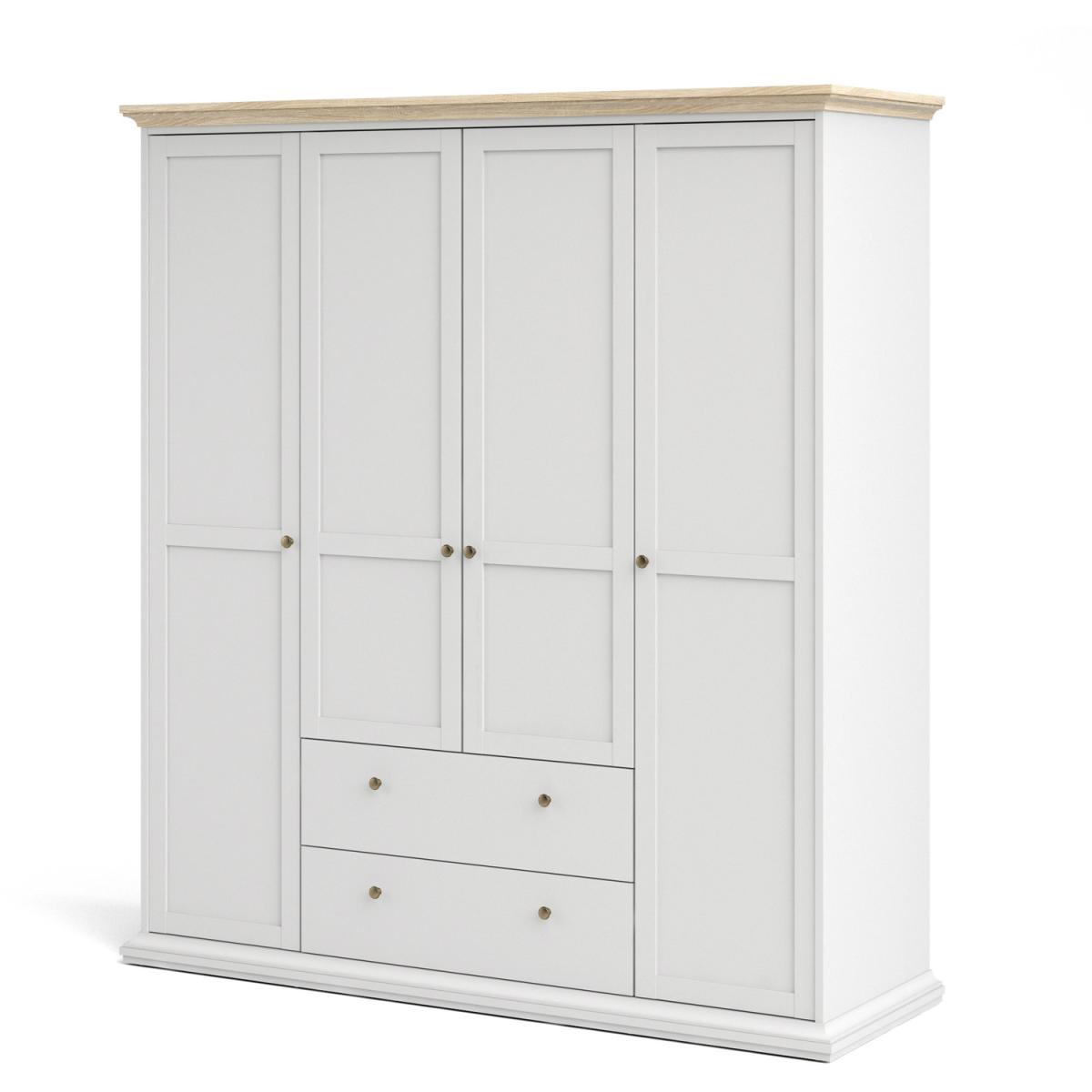 Jonas & James Belleville Four Door Wardrobe  - White/Oak – image 3