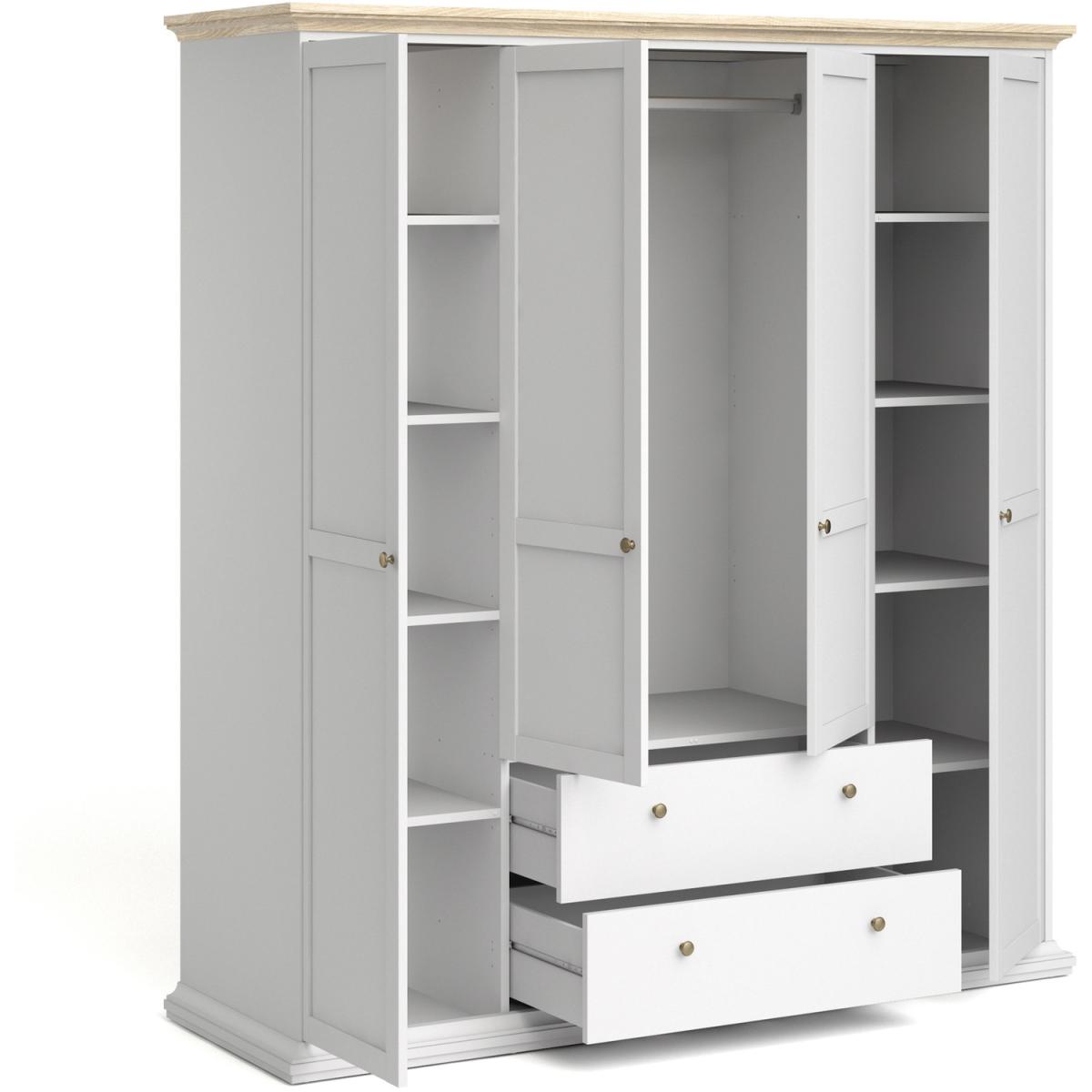 Jonas & James Belleville Four Door Wardrobe  - White/Oak – image 4