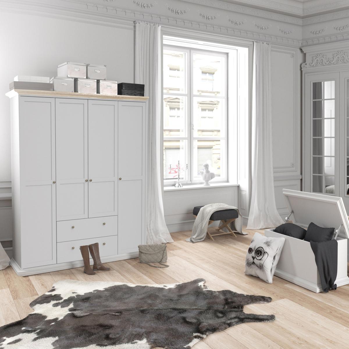 Jonas & James Belleville Four Door Wardrobe  - White/Oak – image 6