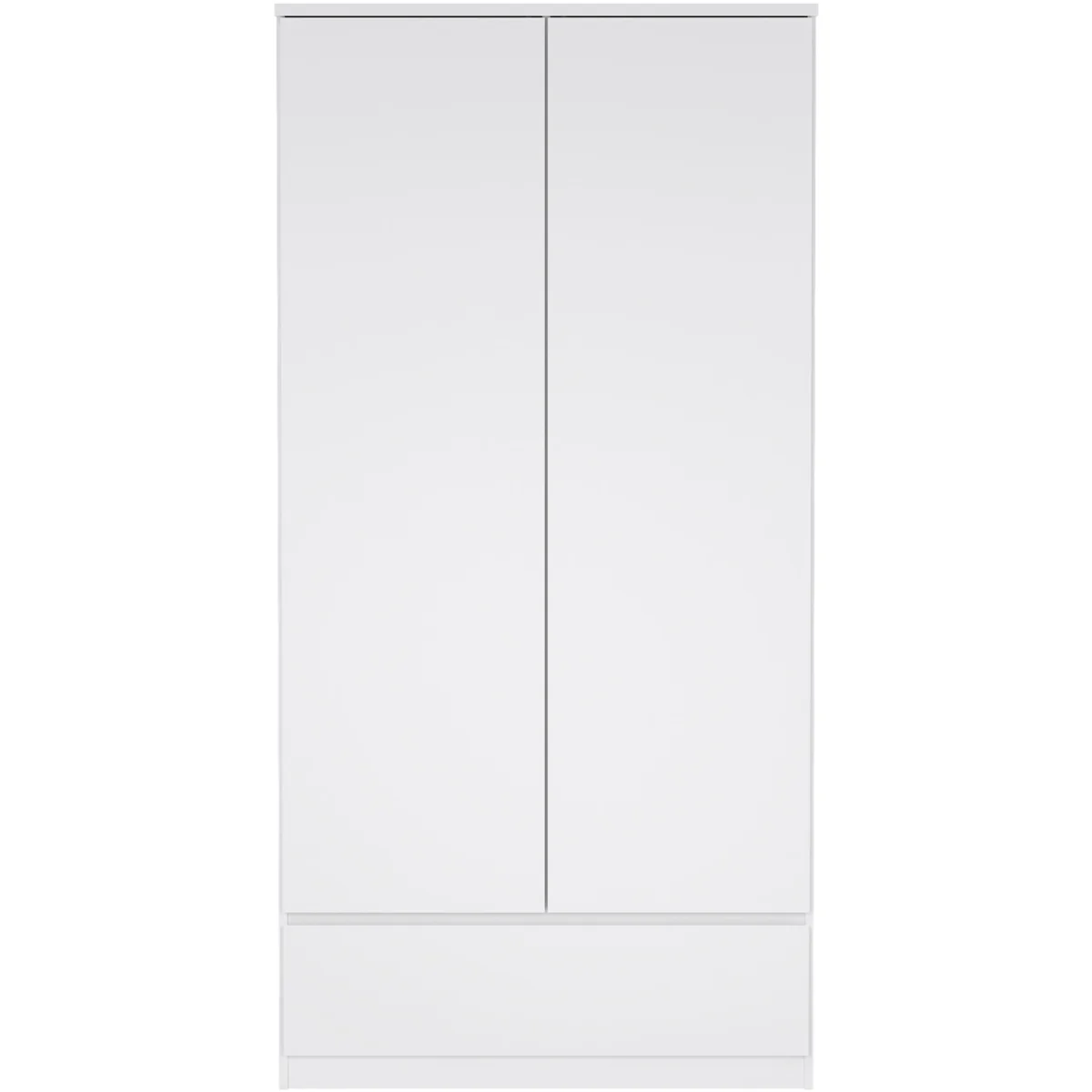 Naia Wardrobe with 2 Doors 1 Drawer in White High Gloss - White High Gloss – image 4