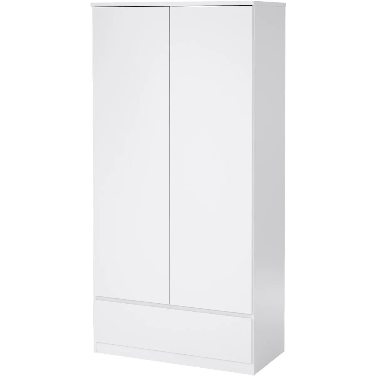 Naia Wardrobe with 2 Doors 1 Drawer in White High Gloss - White High Gloss – image 5