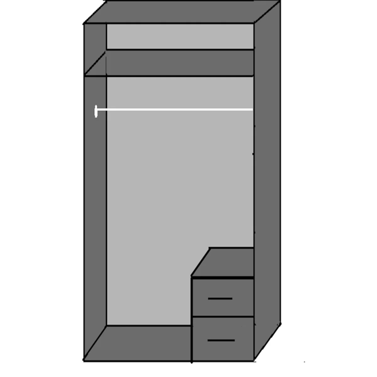 Husem Grey and Graphite 2 Door 90cm Wardrobe with Mirror - Grey – image 4
