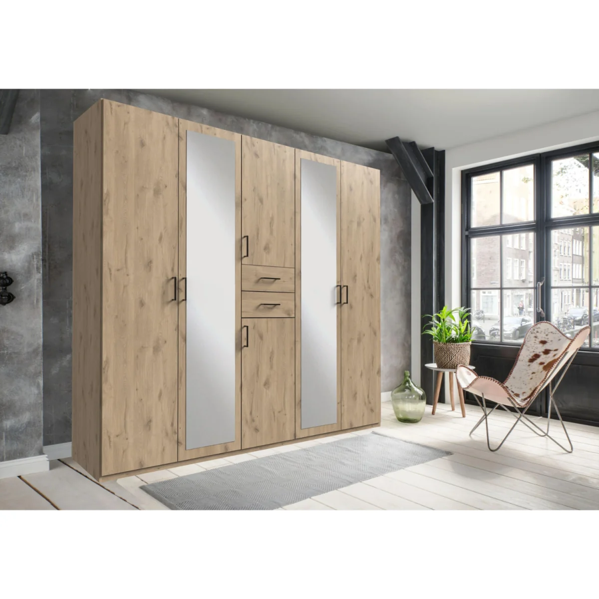 Dillingen Viking Oak 5 Door 225cm Wardrobe with Mirror - Oak – image 3