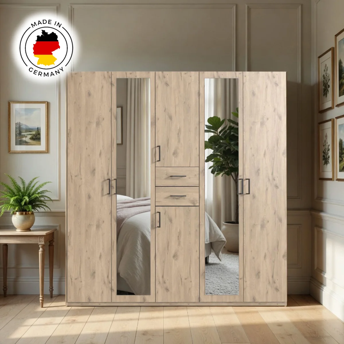 Dillingen Viking Oak 5 Door 225cm Wardrobe with Mirror - Oak – image 5