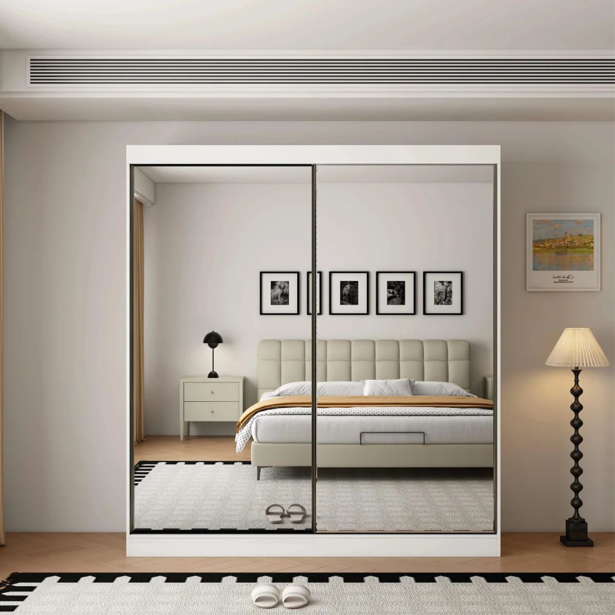 Oracle 200cm Full Mirror Sliding Door Wardrobe - White – image 3