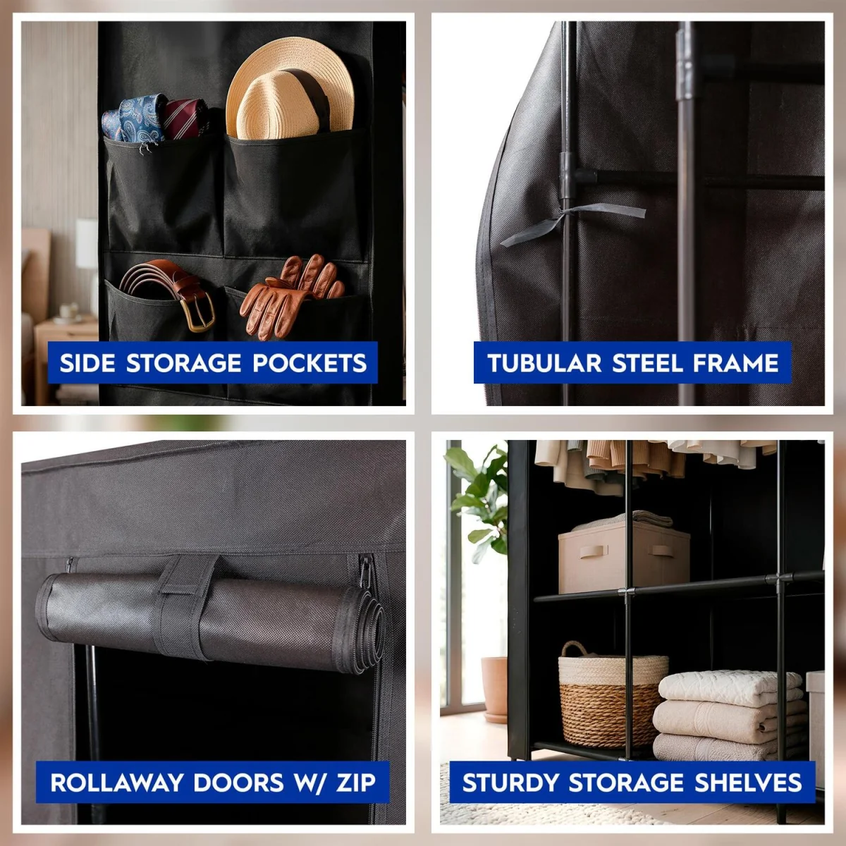 Portable Fabric Wardrobe - 170 x 45 x 167cm - Black – image 2