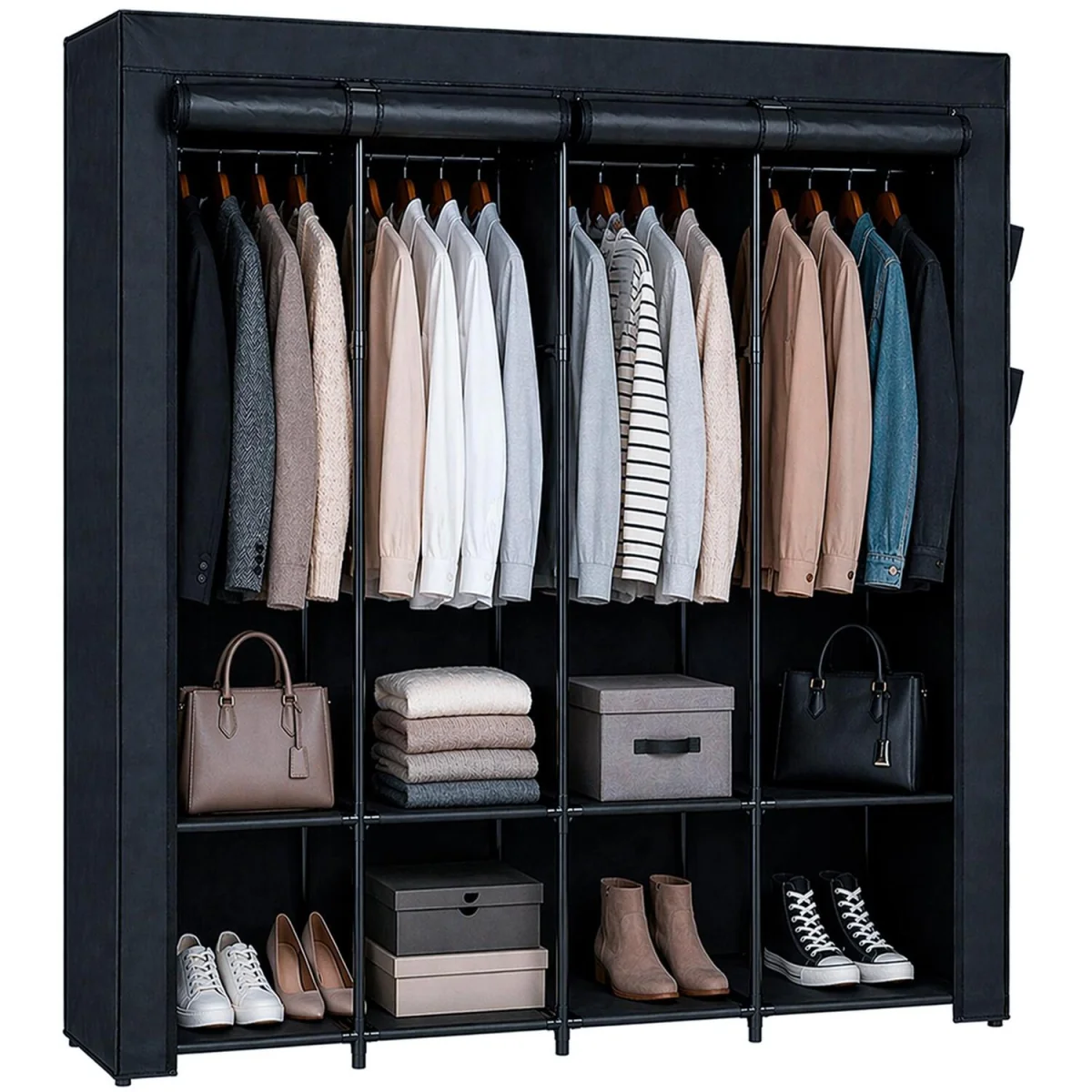 Portable Fabric Wardrobe - 170 x 45 x 167cm - Black – image 4