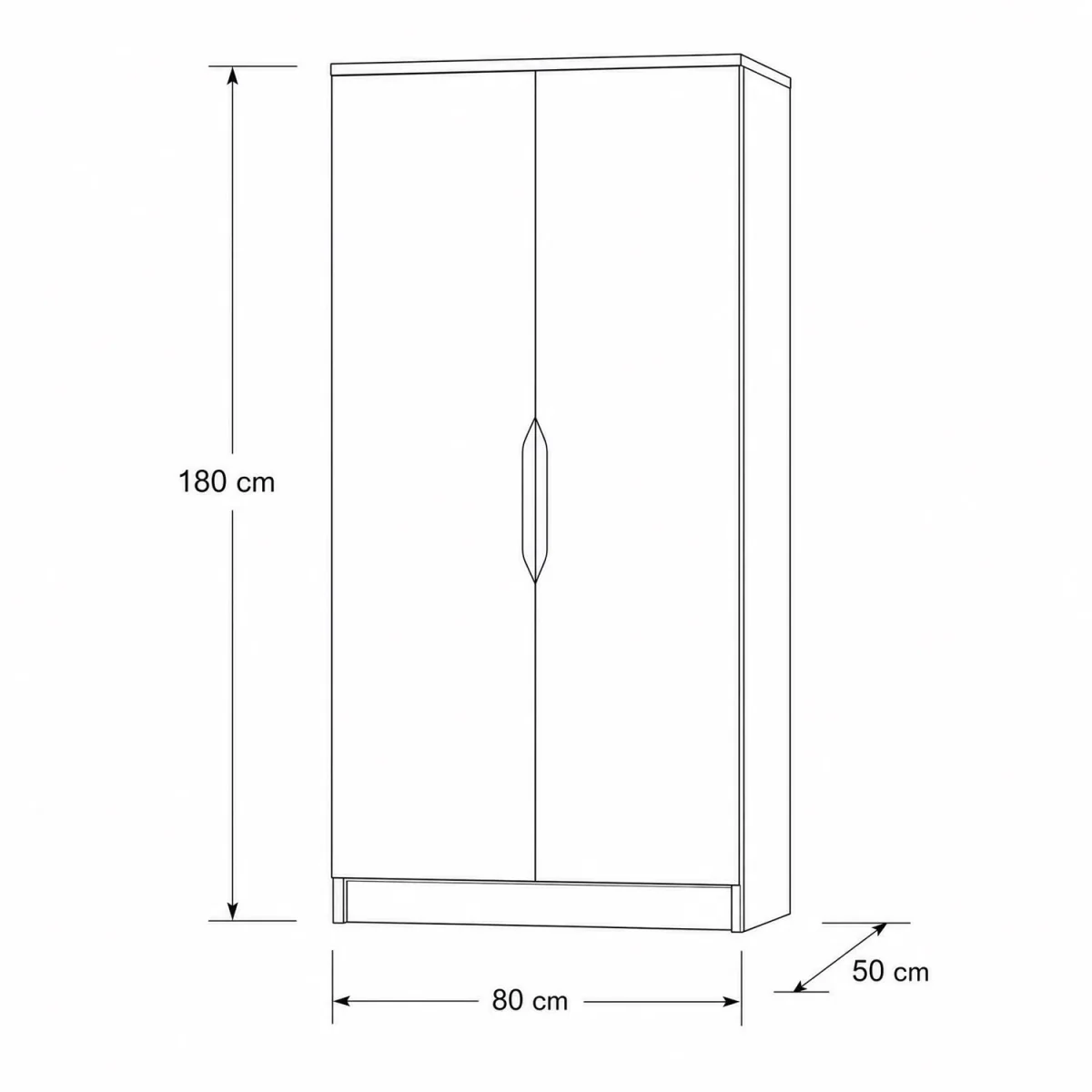 FWStyle Luno Oak 2 Door Double Wardrobe with Rail Shelf Modern  - Oak – image 6