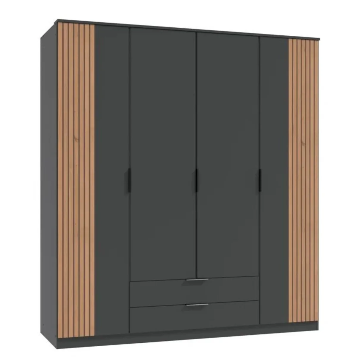 Nameer Graphite and Oak 4 Door 180cm Wardrobe - Grey – image 4