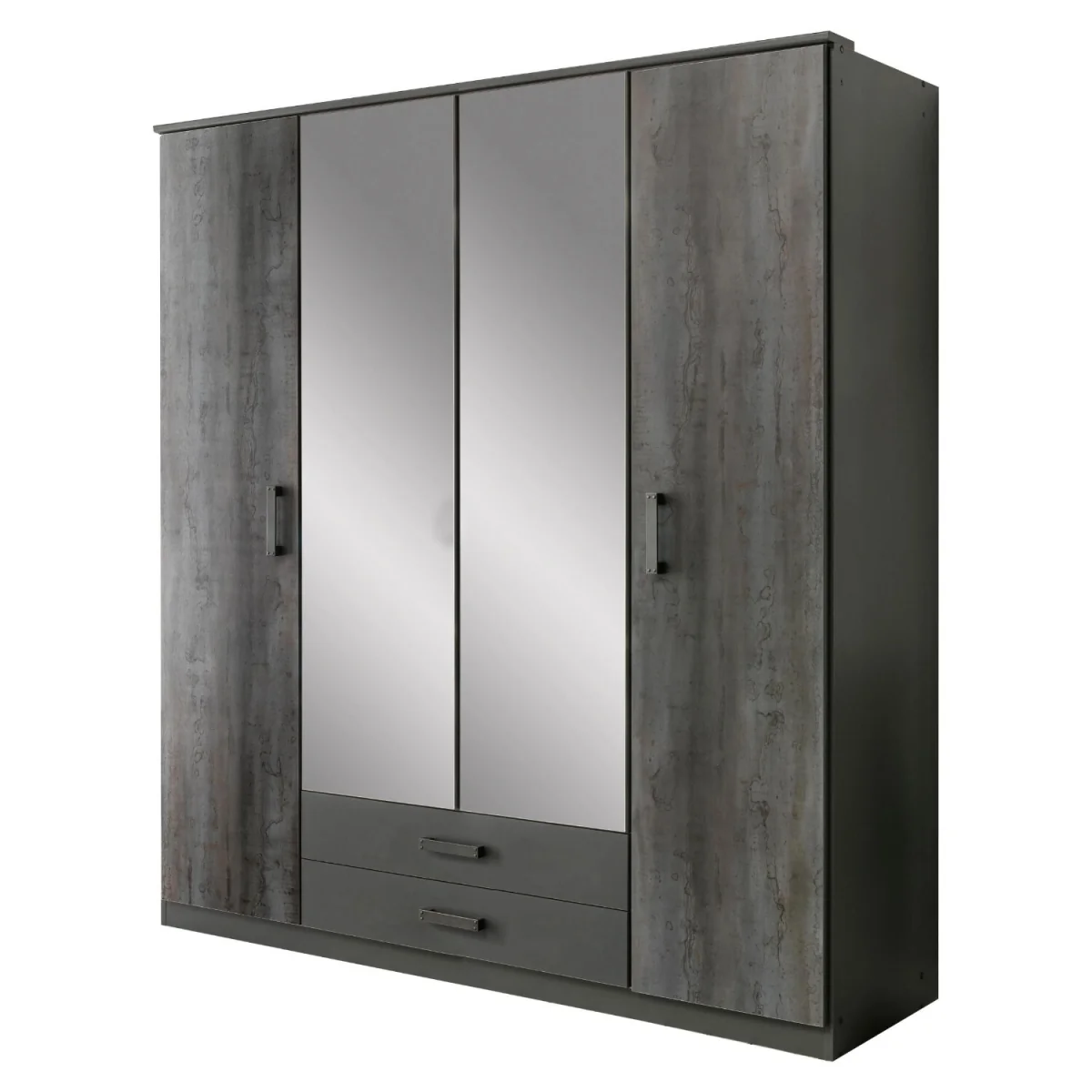 Duisberg Grey and Digi Steel 4 Door 180cm Wardrobe with Mirror - Grey – image 3