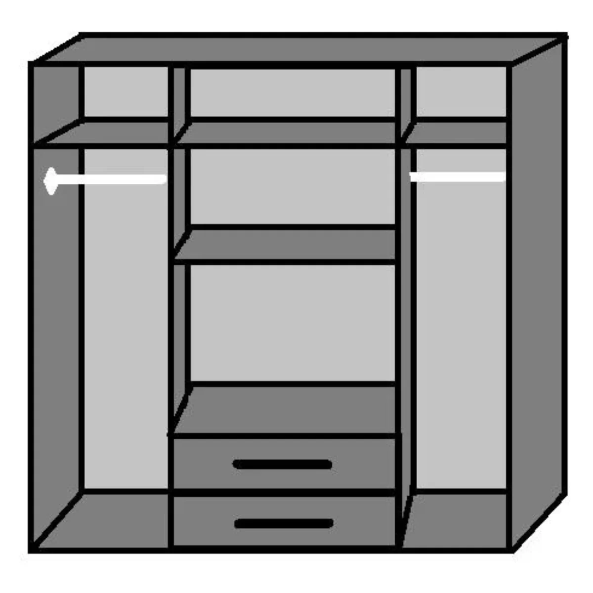 Duisberg Grey and Digi Steel 4 Door 180cm Wardrobe with Mirror - Grey – image 4
