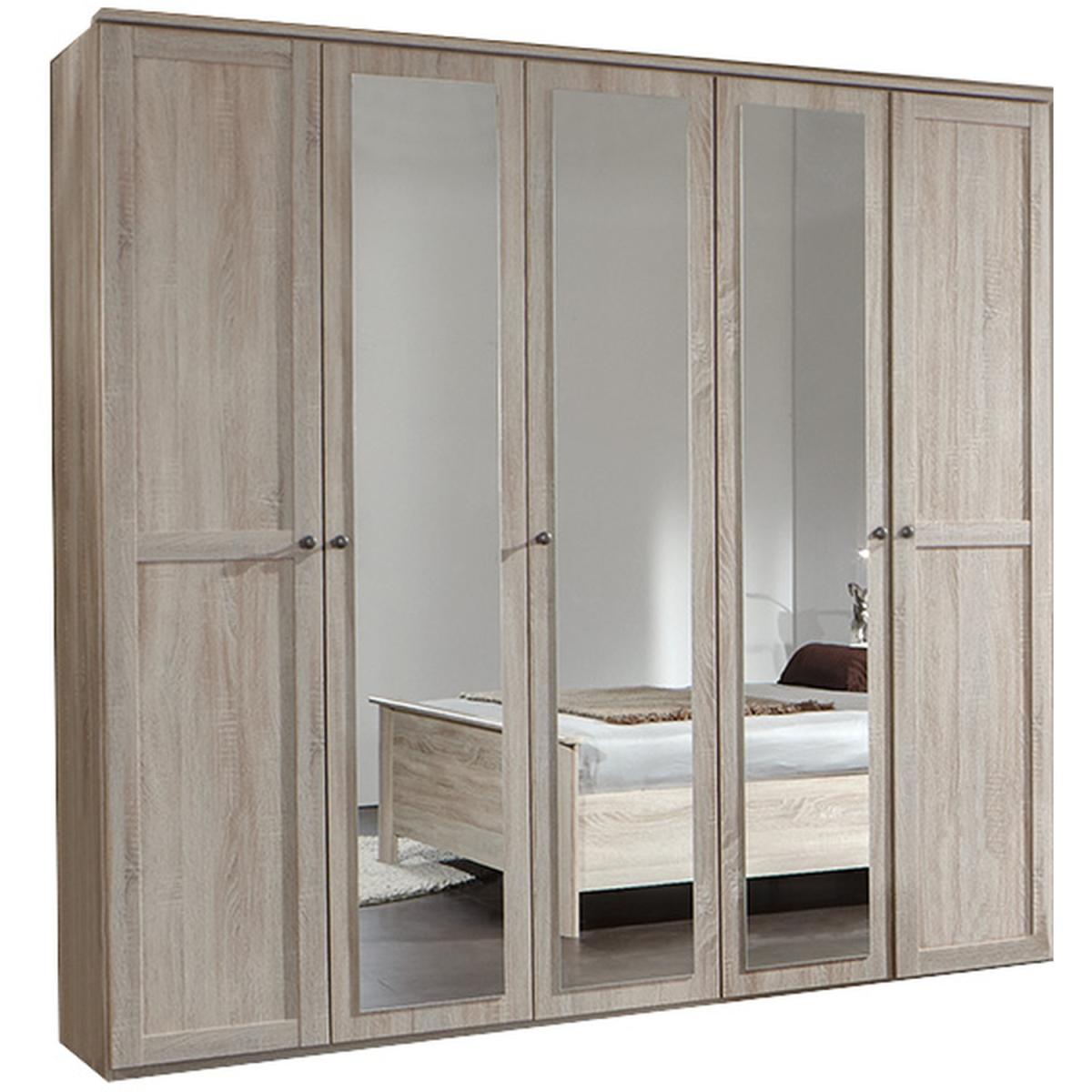 Chalet 5 Door 3 Mirror Oak Wardrobe - Oak – image 3