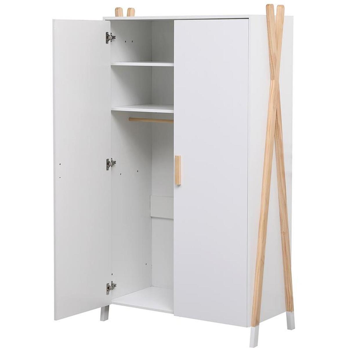 Tepee 2 Door Wardrobe Bedroom Storage Unit - White – image 2