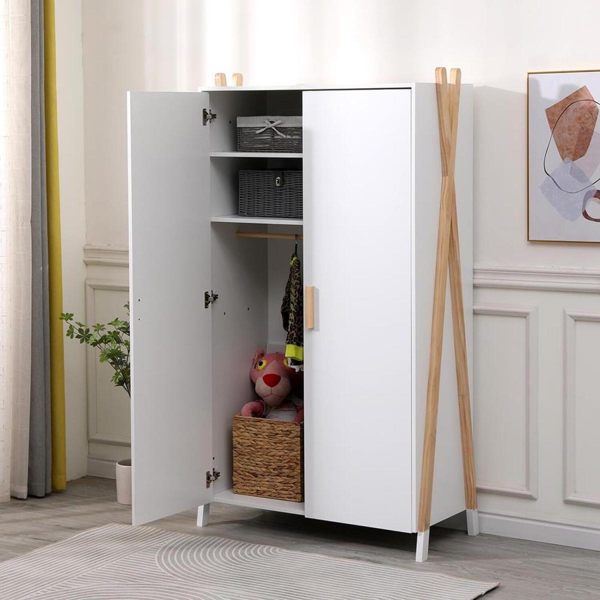 Tepee 2 Door Wardrobe Bedroom Storage Unit - White – image 3