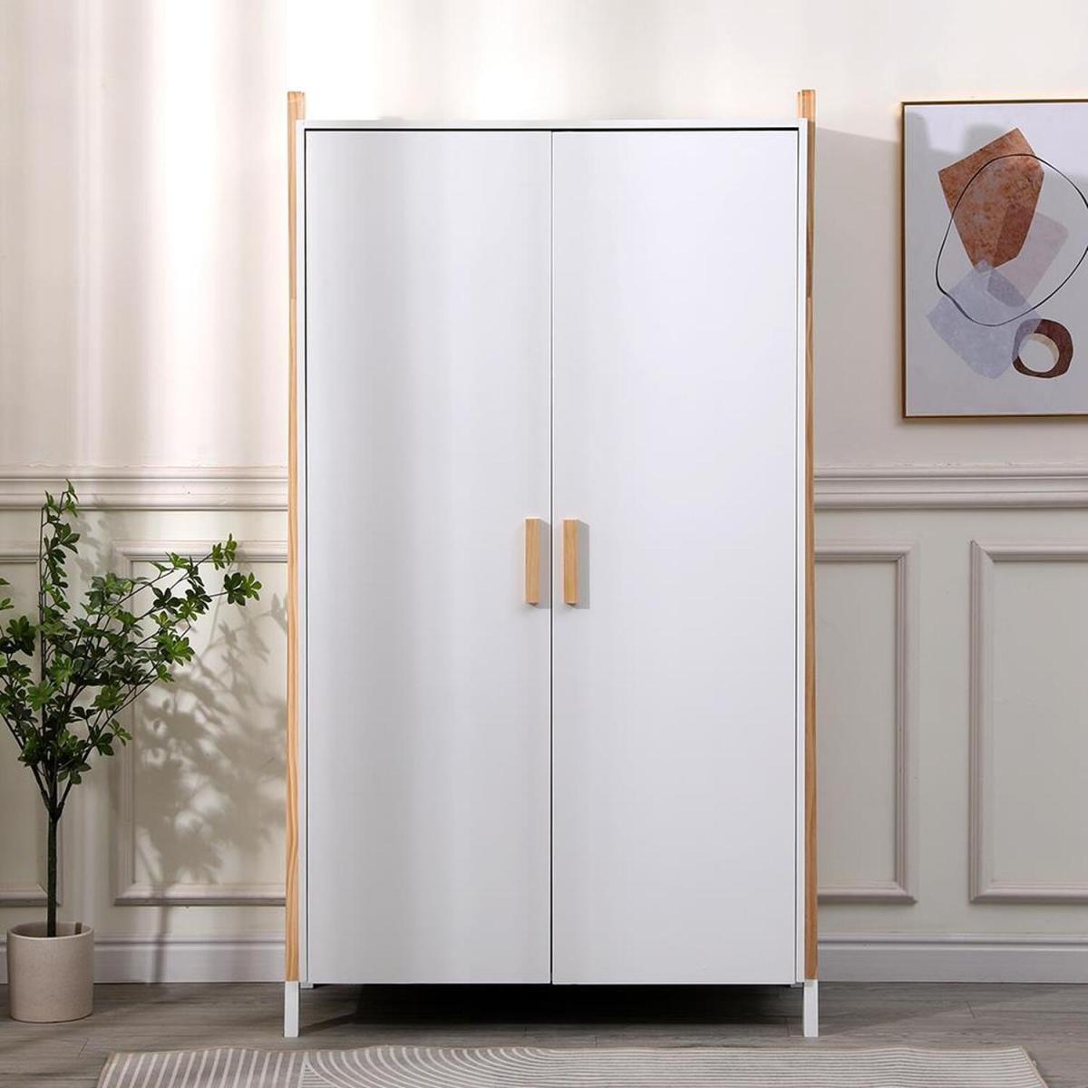 Tepee 2 Door Wardrobe Bedroom Storage Unit - White – image 4