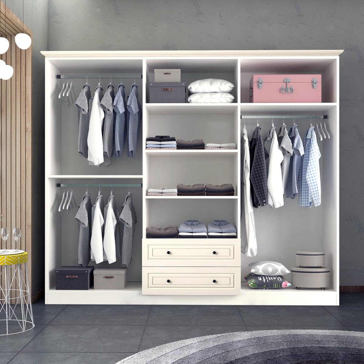 CLARA 6 Door 2 Drawers Wardrobe, White - White – image 4