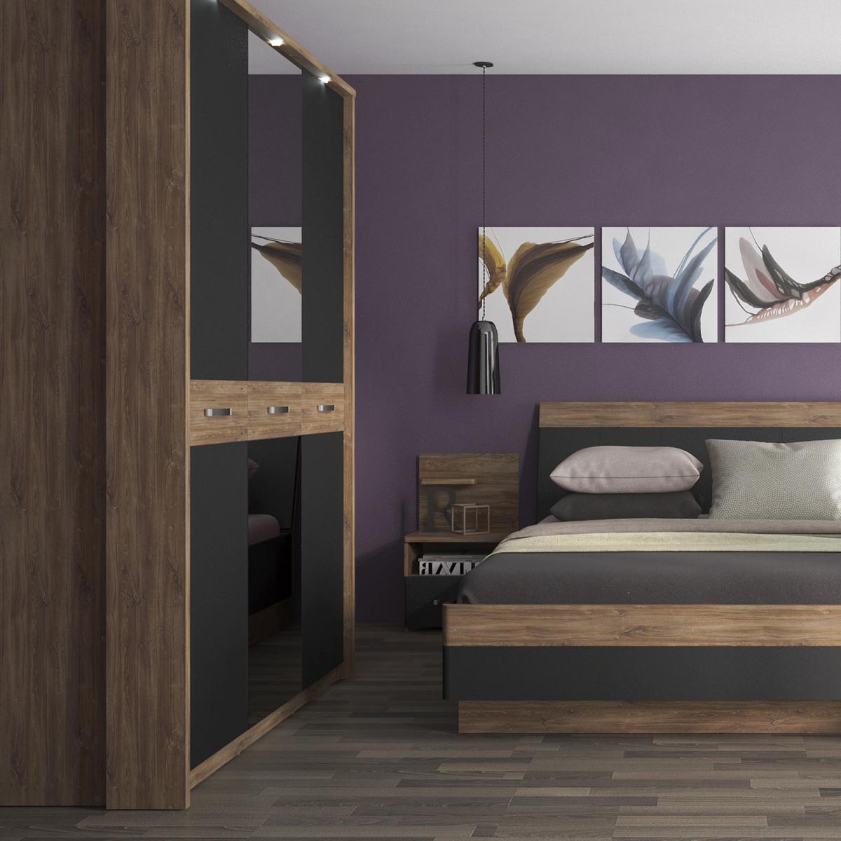 Jonas & James Orlando Three Door Wardrobe - Stirling Oak / black – image 3