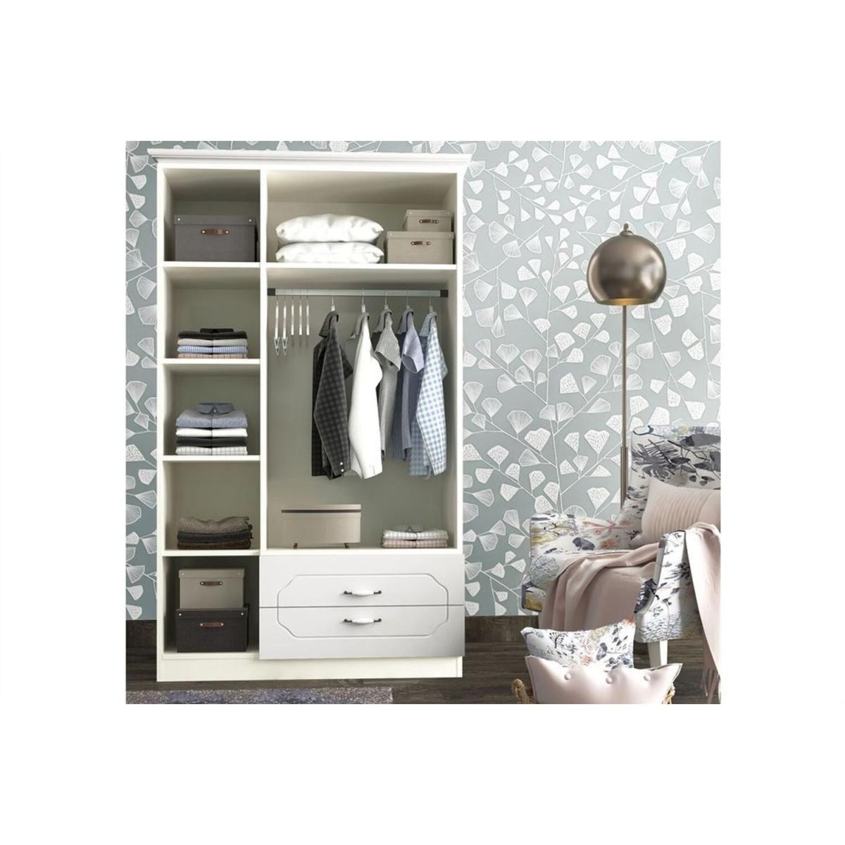 Linda 3 Doors and 2 Drawers Wardrobe white - White – image 3