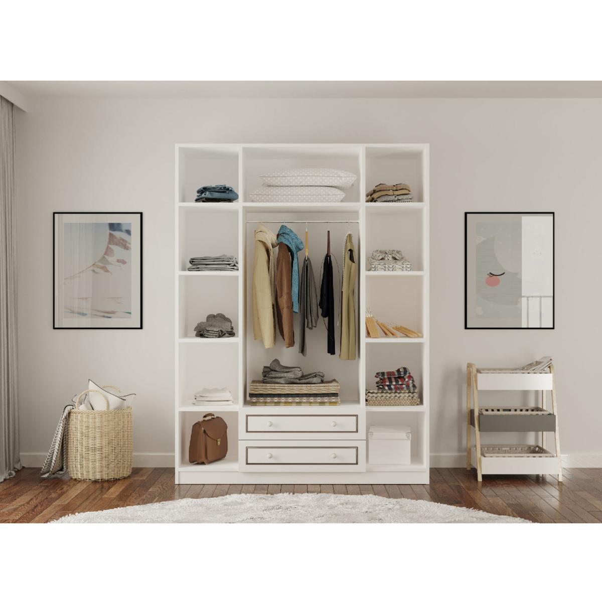 CLEMENT 4 Door 2 Drawer Wardrobe - White – image 3