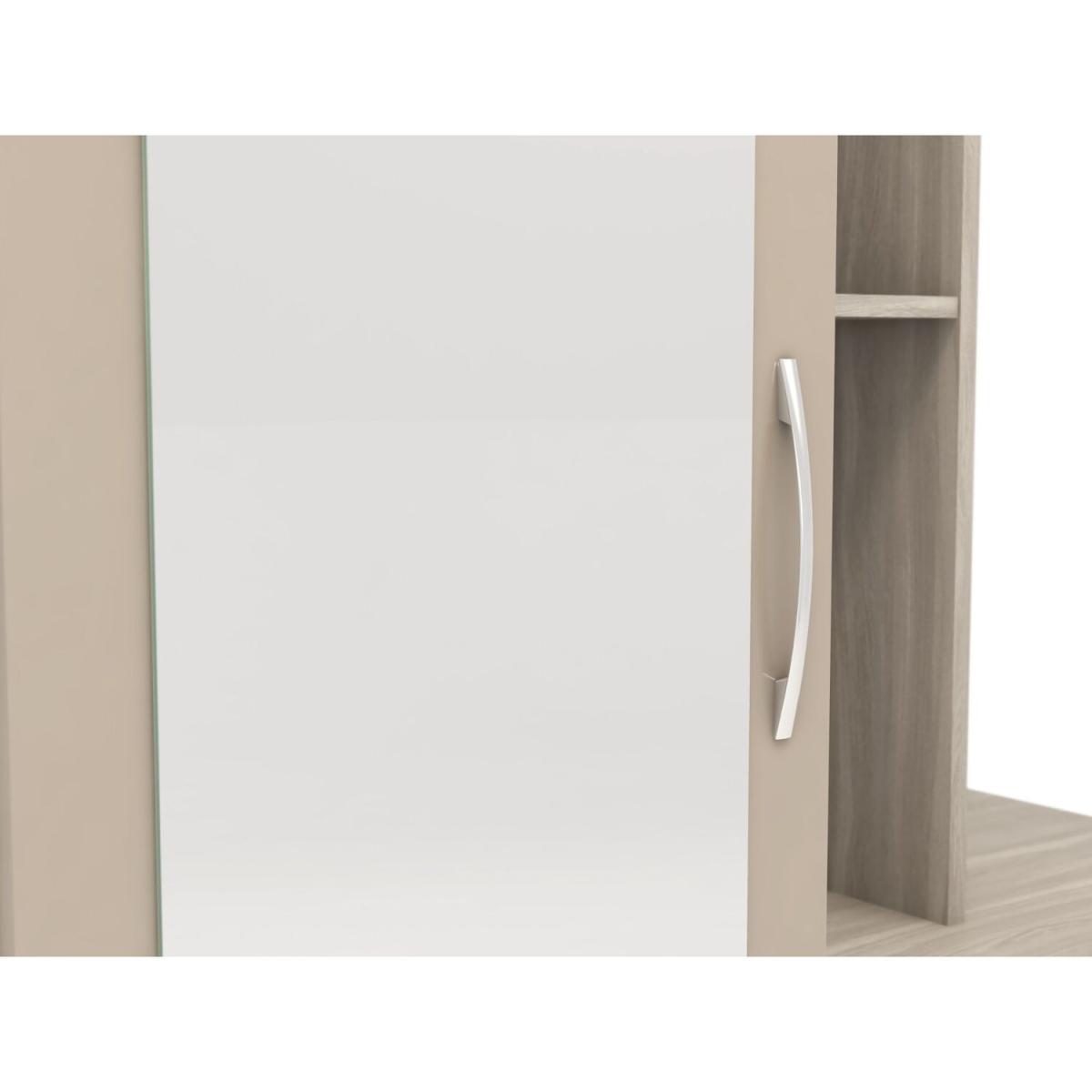 Nevada Mirrored Open Shelf Wardrobe - Oyster Gloss, Light Oak / Oyster Gloss, Light Oak – image 4