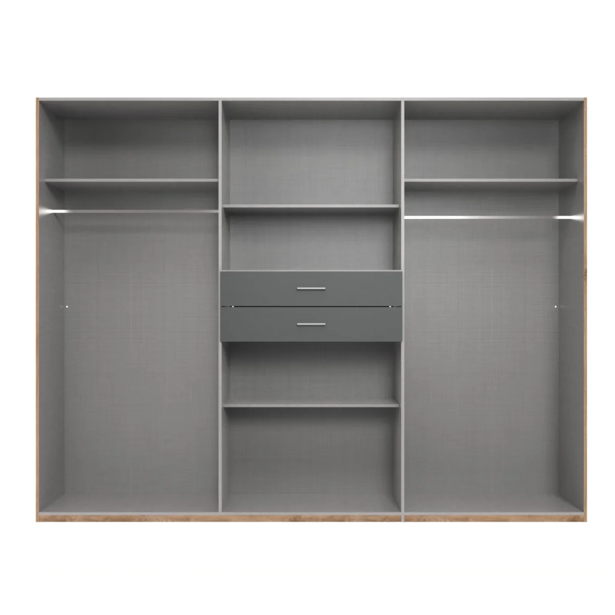 Odessa Planked Oak and White 6 Door 270cm Wardrobe with Mirror - Oak – image 3
