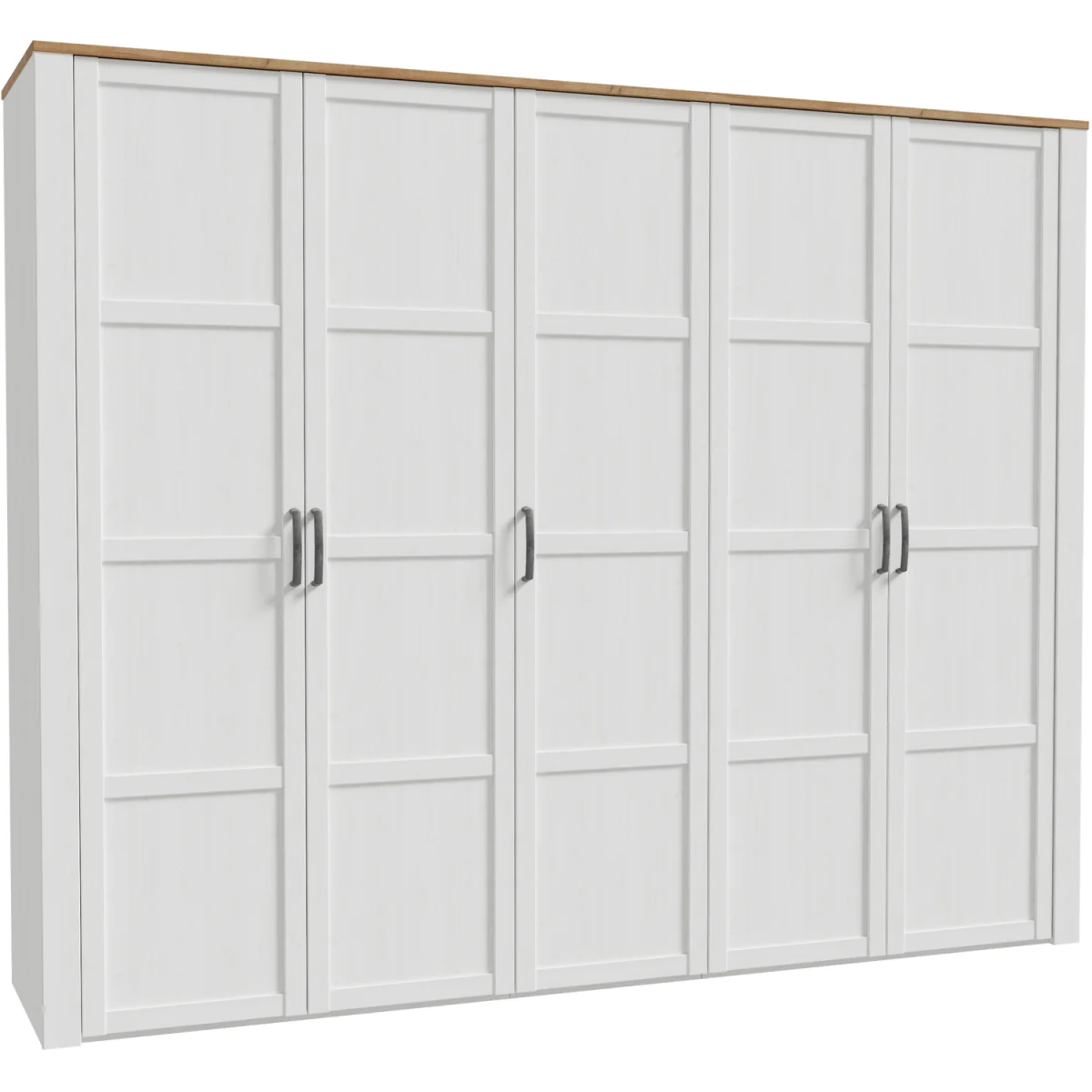 Bohol 5 Door Wardrobe in Riviera Oak/White - Riviera Oak & White – image 2