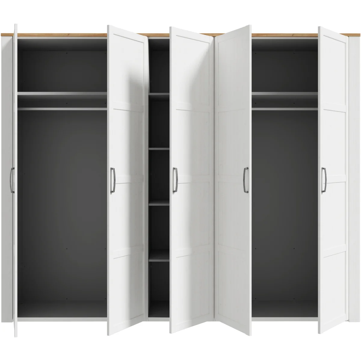 Bohol 5 Door Wardrobe in Riviera Oak/White - Riviera Oak & White – image 4