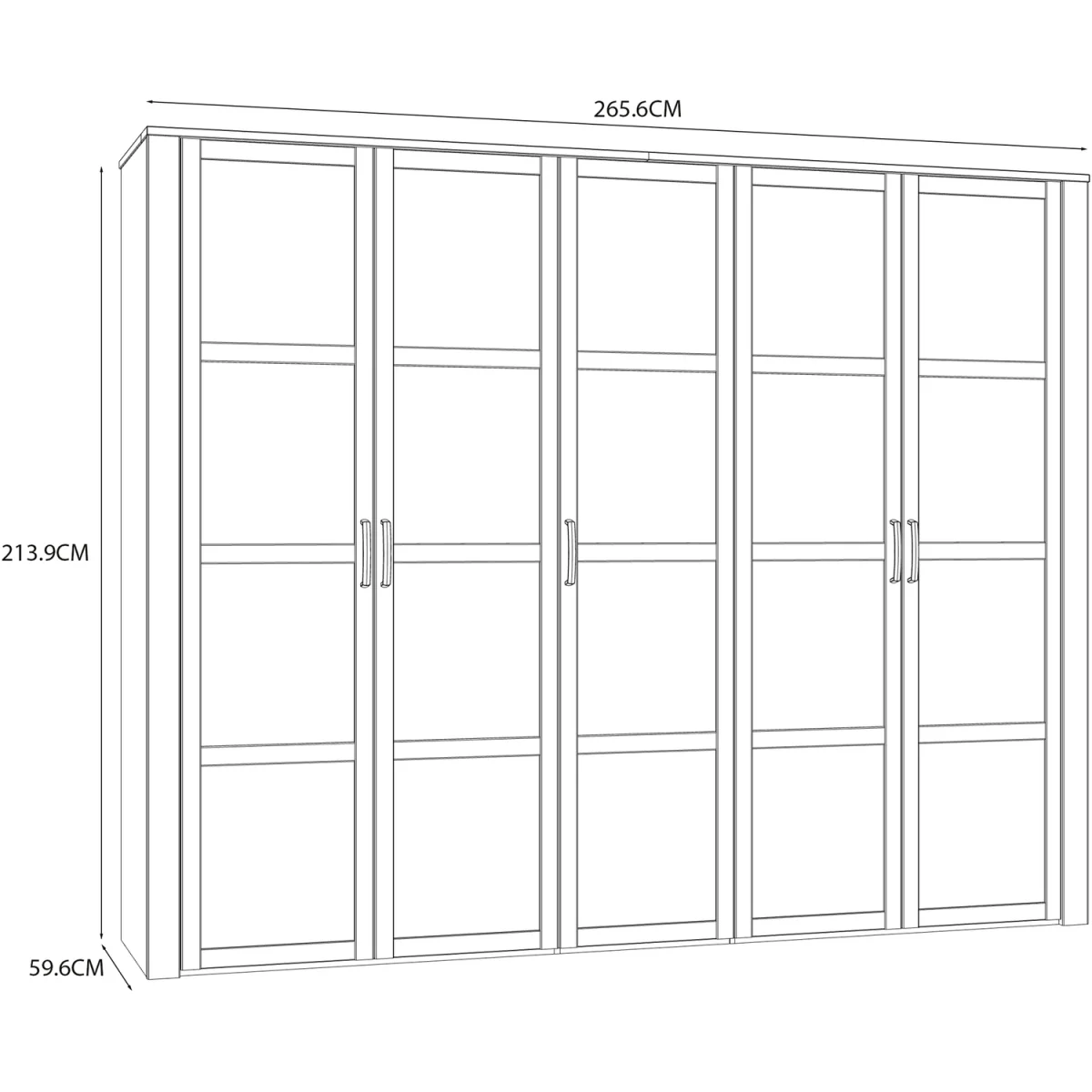 Bohol 5 Door Wardrobe in Riviera Oak/White - Riviera Oak & White – image 5