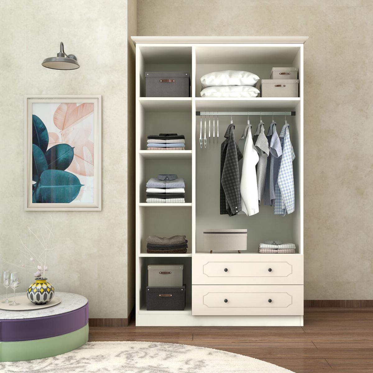 THEO 3 Door 2 Drawer Mirrored Wardrobe, White - White – image 4