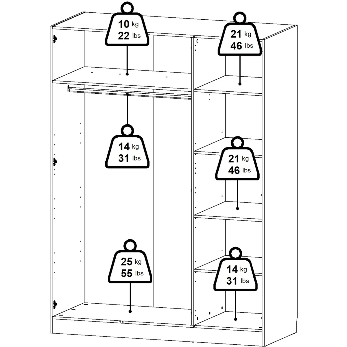 Brande Wardrobe 3 Doors - Jackson Hickory – image 14